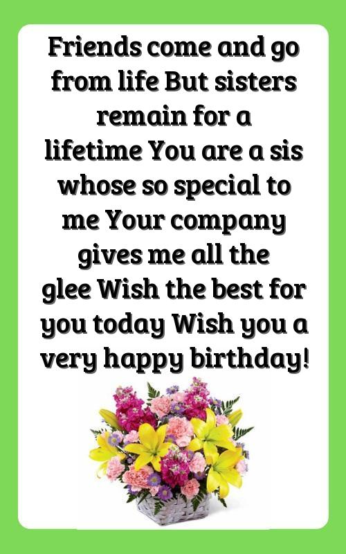 birthday wishes thought for sister